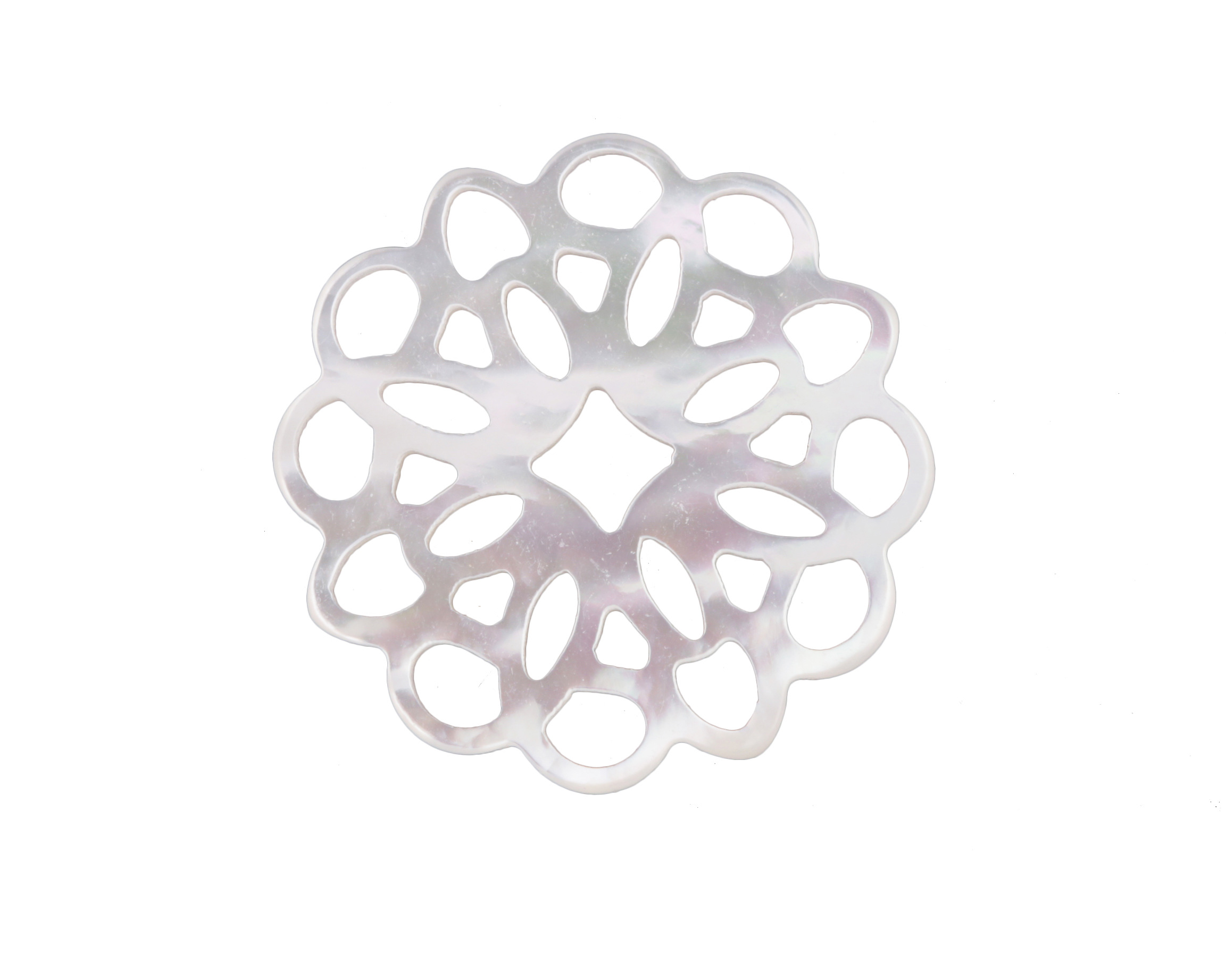 Mother of Pearl Filigree Carved Flower Focal 20-21mm