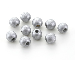 Metallic Silver Wood Round 9-10mm