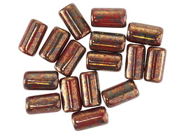 Czech Glass Bronzed Cherry Red Tube 9x5mm