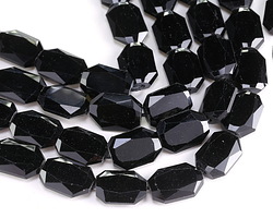 Black Obsidian Microfaceted Flat Slab 16x12mm