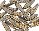 Czech Glass Laser Etched Leaf on Matte Bisque w/ Iris Blue Finish Dagger 5x16mm