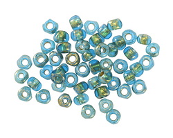 Czech Glass Aqua Blue w/ Antique Gold Trica Beads 3x4mm