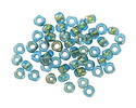 Czech Glass Aqua Blue w/ Antique Gold Trica Beads 3x4mm