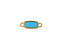 24K Gold (Plated) Transparent Turquoise Resin Rectangle Focal Link 16x6mm