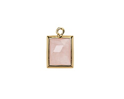 Rose Quartz (A) w/ Gold Finish Faceted Rectangle Focal 10x15mm