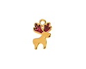 24K Gold (plated) Cherry Red Enamel w/ Glitter Reindeer Pendant 10x16mm