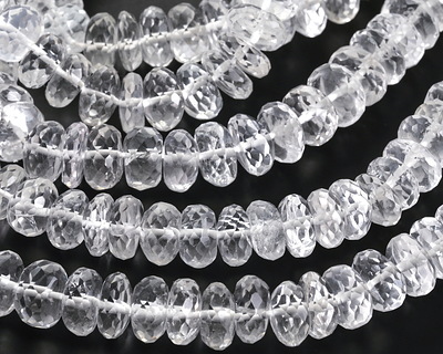 Rock Crystal Faceted Rondelle 4-7x9-10mm