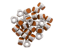 Czech Glass Matubo Matte Terra Cotta w/ Silver Tri-cut 2/0 Seed Bead