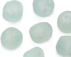 African Recycled Glass Seafoam Tumbled Rondelle 15-20x19-22mm