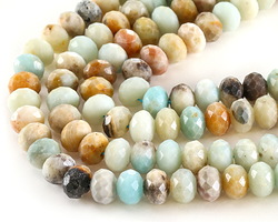 Black Gold Amazonite Faceted Rondelle 8-10x12mm