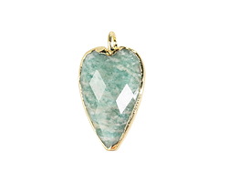 Brazil Amazonite Faceted Heart Pendant w/ Gold Finish 13x20mm