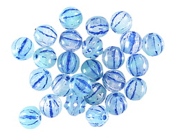 Czech Glass Blue Raspberry Ice w/ Blue Wash Melon Round 6mm