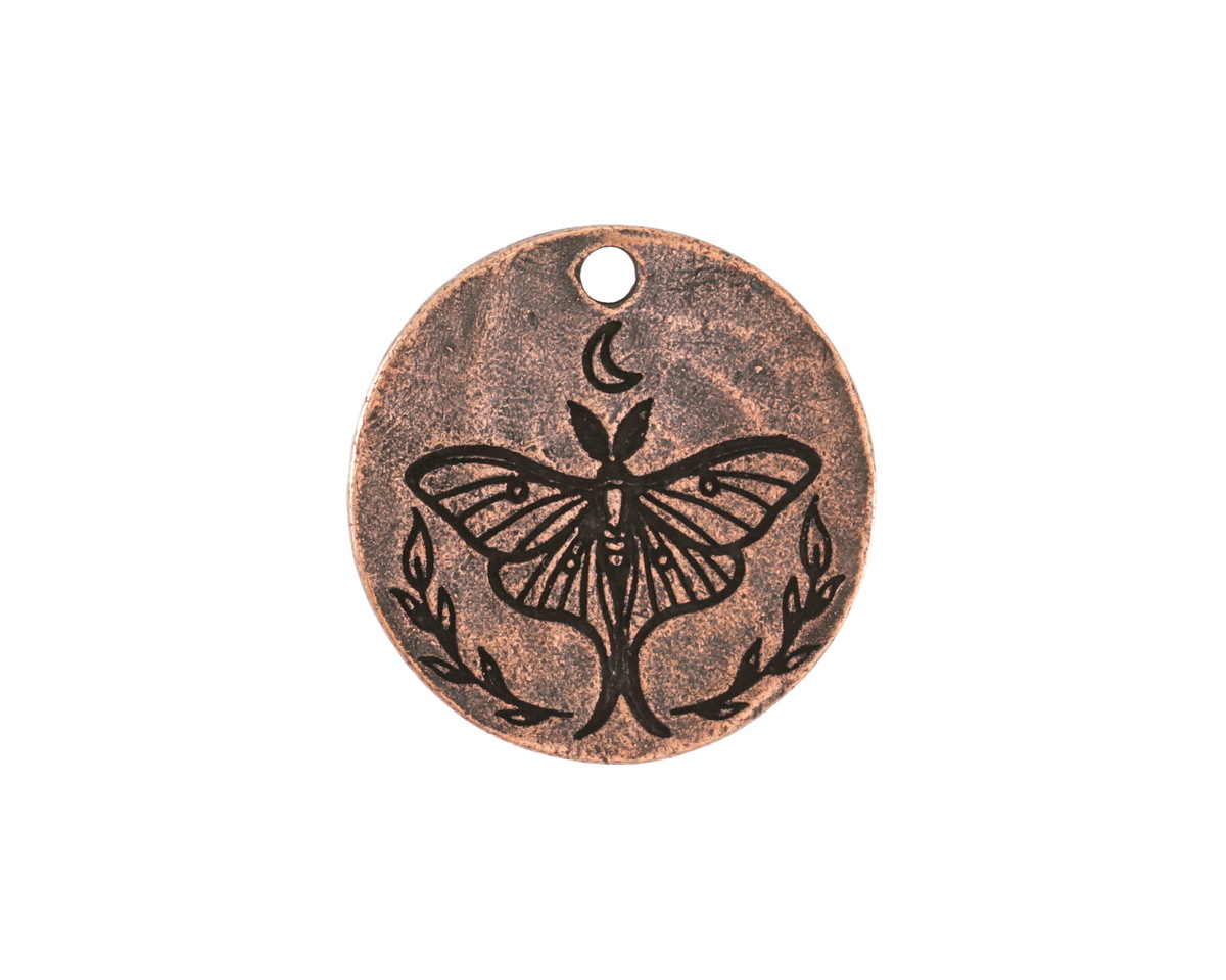 Nunn Design Antique Copper (plated) Small Luna Moth Coin Charm 20.5mm