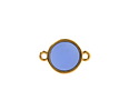 24K Gold (Plated) Transparent Sapphire Resin Round Focal Link 12x17mm