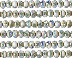 Czech Glass Seashells AB w/ Matte Antique Silver Fire Polished Rondelle 3x5mm