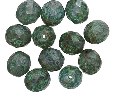 Czech Glass Sea Kelp w/ Picasso Fire Polished Round 10mm