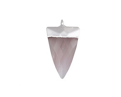 Lavender Quartz Faceted Triangle Pendant w/ Silver Finish 13x24mm