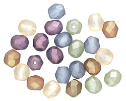 Czech Glass Opaque Luster Mix Fire Polished Round 6mm