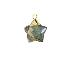 Labradorite Faceted Star Pendant w/ Gold Finish 14mm