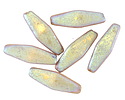 Czech Glass Textured Light Rose AB w/ Gold Rhombus 20x8mm