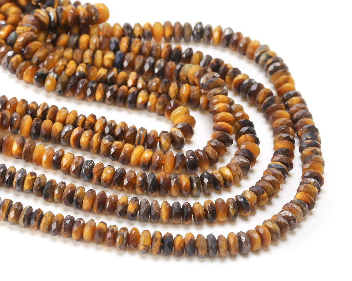 Tiger Eye Faceted Spacer Rondelle 2x5mm