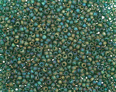 TOHO Transparent Rainbow Frosted Green Emerald Round 11/0 Seed Bead