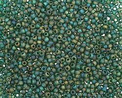 TOHO Transparent Rainbow Frosted Green Emerald Round 11/0 Seed Bead