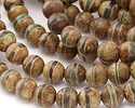 Tibetan (Dzi) Agate Gray-Green Banded Round 8mm