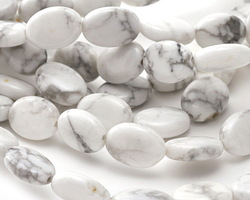 White Howlite Flat Oval 14x10mm