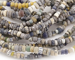 African Glass Blue Multi Roman Glass Bead Mix 4-6mm