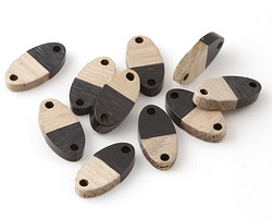 Wood & Jet Resin Oval Focal Link 17x8.5mm