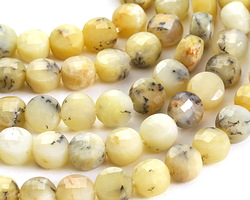 Yellow African Opal Faceted Puff Coin 6.5mm