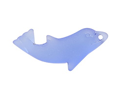Light Sapphire Beach-Style Glass Dolphin Pendant 16x36mm