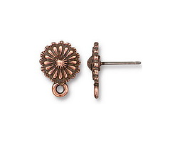 TierraCast Antique Copper (plated) Concho Ear Post 10x14mm