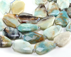 Black Gold Amazonite Faceted Flat Slab 37-40x22-25mm