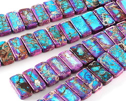 Purple & Ocean Blue Impression Jasper 2-Hole Rectangle 10x20mm