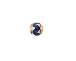 Cobalt & Pearl Enamel & 24K Gold (plated) Zigzag Round 8mm