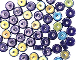 Czech Glass Indigo AB w/ Iris Luster Heishi 3x6mm