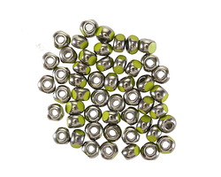 Czech Glass Avocado w/ Antique Silver Trica Beads 3x4mm