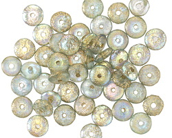 Czech Glass Textured Crystal AB w/ Gold Spacer 2x6mm