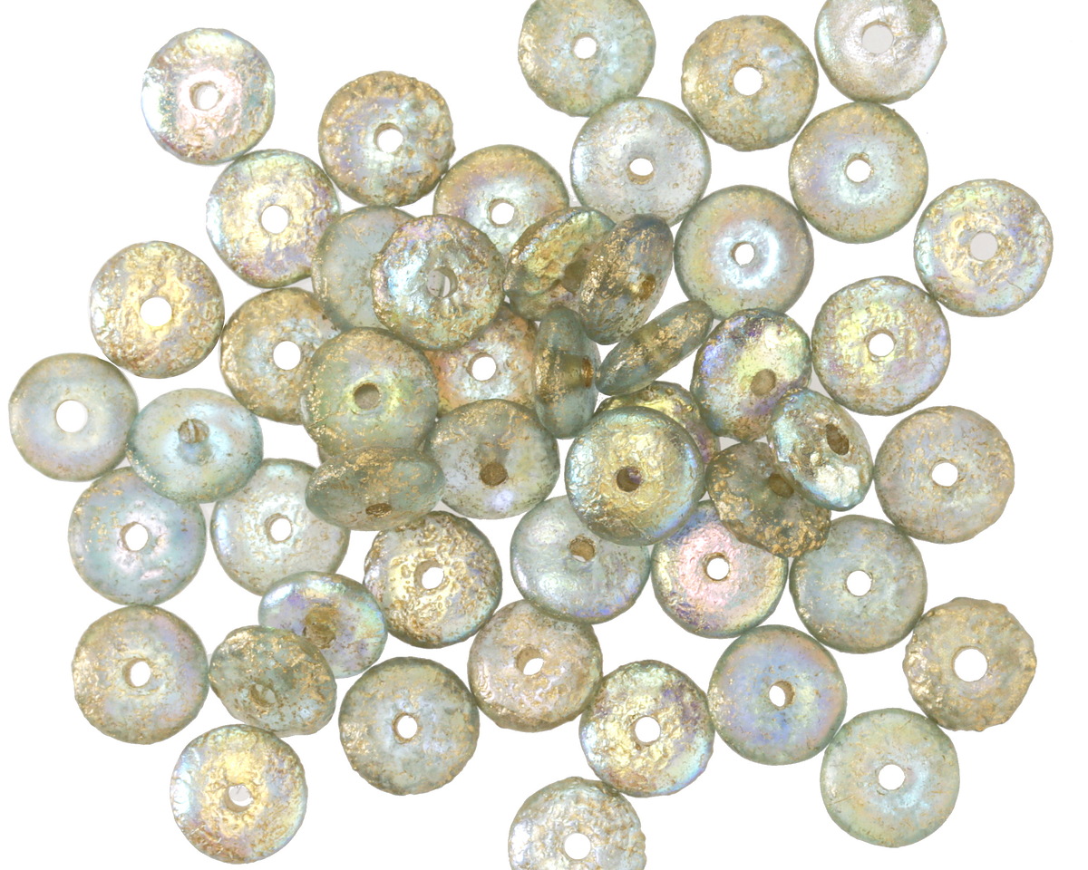 Czech Glass Textured Crystal AB w/ Gold Spacer 2x6mm