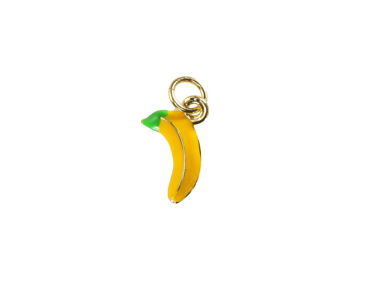 18k Gold (plated) Enamel Banana 8x13.5mm