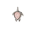 Rose Quartz w/ Silver Finish Sea Turtle Focal 15x19mm