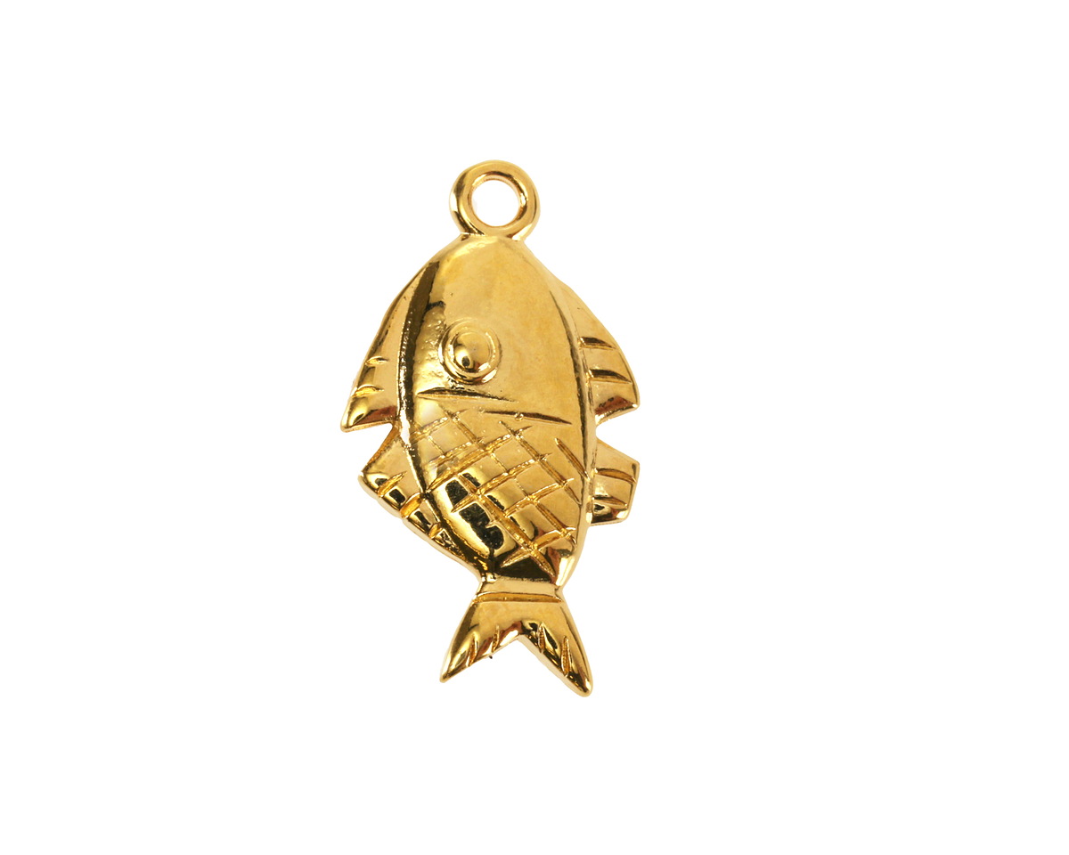 24K Gold (plated) Fish Pendant 13x23mm