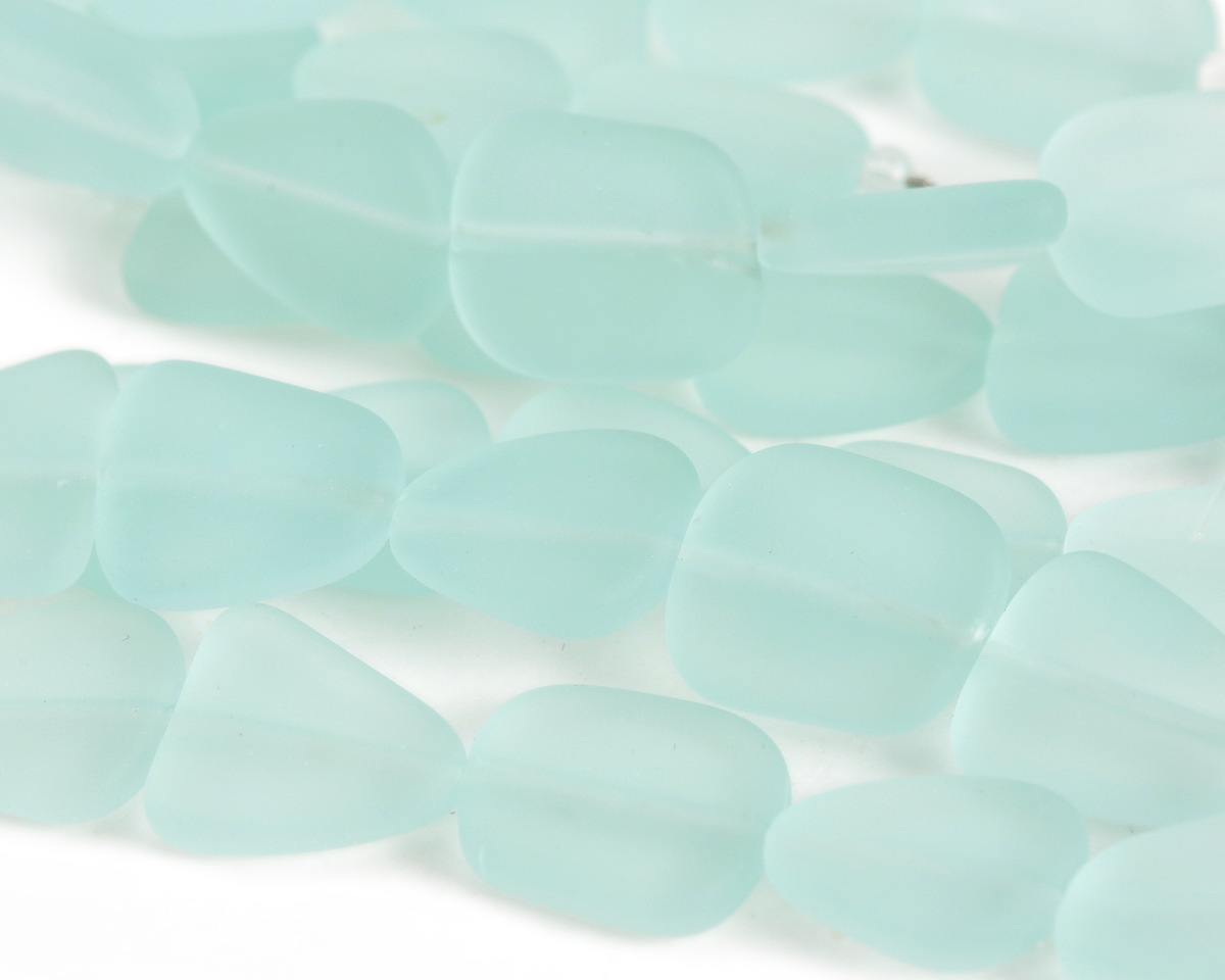 Seafoam Beach-Style Glass Flat Freeform 15x13-15mm