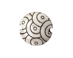 Golem Studio White Rainbow Paisley Carved Ceramic Lentil 23mm