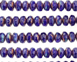 Czech Glass Bronzed Cobalt Sky Fire Polished Rondelle 5x7mm