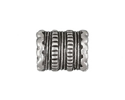 Mykonos Antique Silver (plated) Roped Oblong Barrel (large hole) 20x16mm