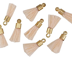 Apricot w/ Gold (plated) Bead Cap Tiny Thread Tassel 15mm