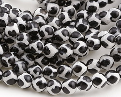 Tibetan (Dzi) Agate Black & White Patterned Round 8mm